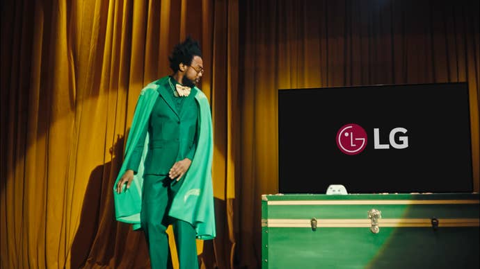 A magician unveils Xbox gaming on LG TV.