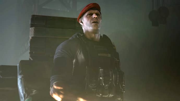 Resident Evil 4 Remake screenshot showing Krauser.