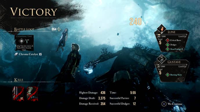 Victory screen after defeating Eveque in Clair Obscur Expedition 33.