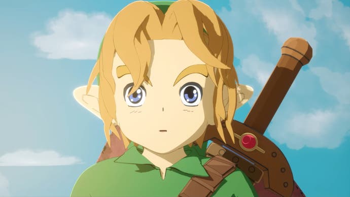 An anime version of young Link, rendered in the style of Studio Ghibli