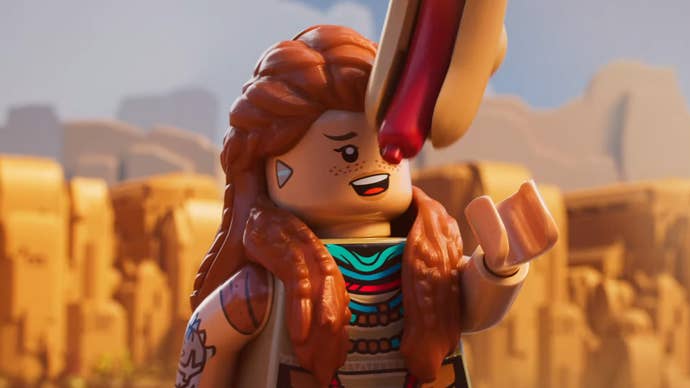 Aloy and a Lego hotdog.