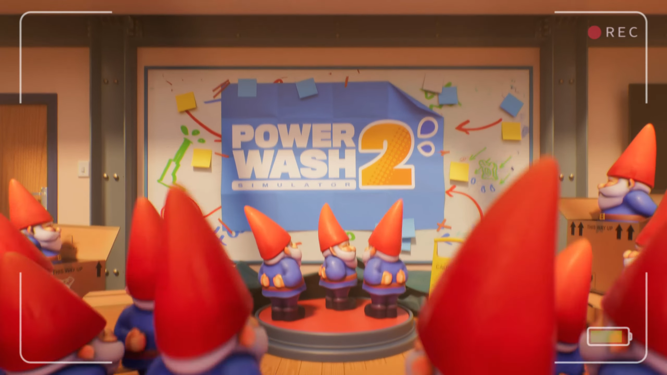 PowerWash Simulator 2 logo, surrounded by gnomes.