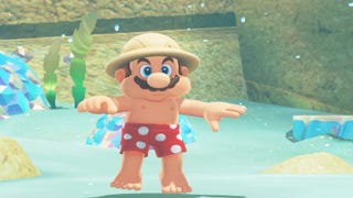 Mario corre pelas praias de Super Mario Odyssey