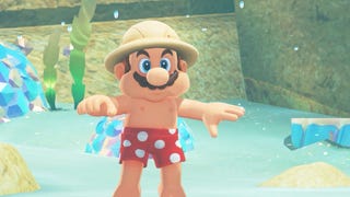 Mario corre pelas praias de Super Mario Odyssey
