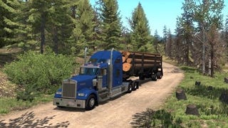 S dřevem na kamionu v rozšíření Oregon pro American Truck Simulator