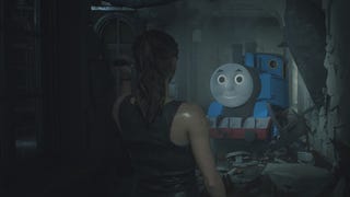 This mod turns Resident Evil 2's Mr. X into Thomas the Tank Engine