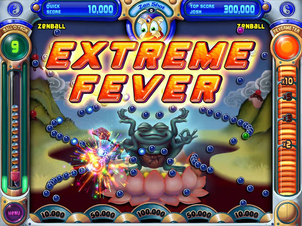 A Peggle screen with