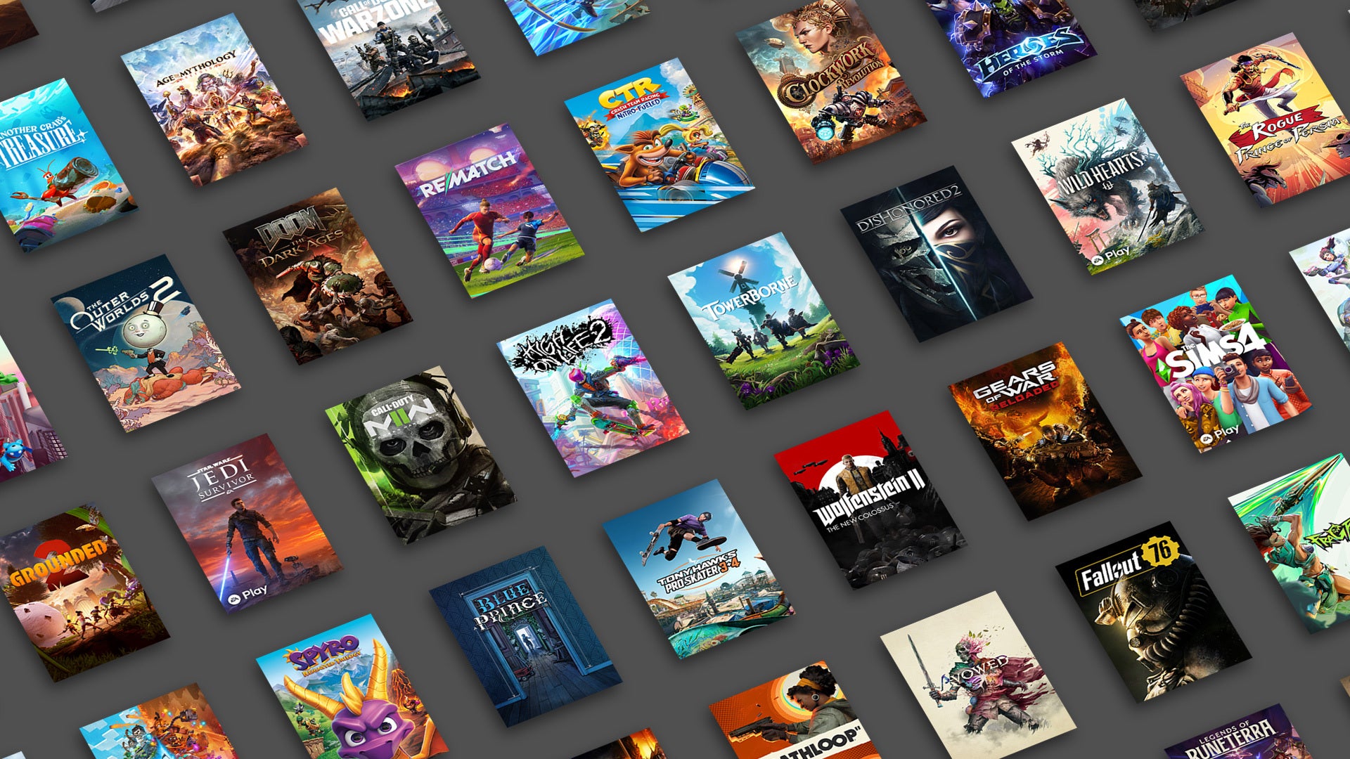 Xbox Game Pass image showing a catalogue of games