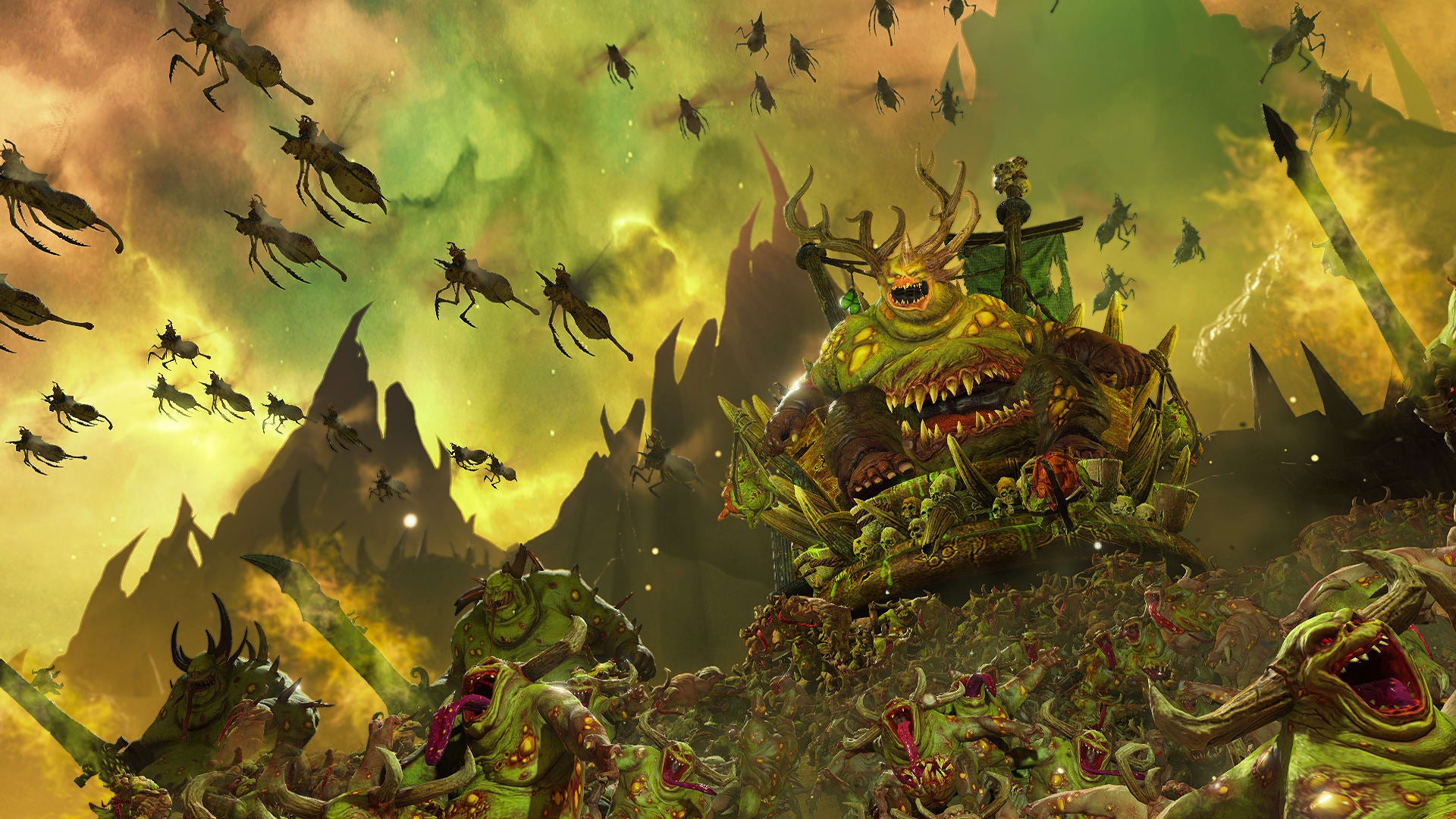 A big nurgle daemon leads his disgusting forces into battle in Total War: Warhammer 3 - 1
