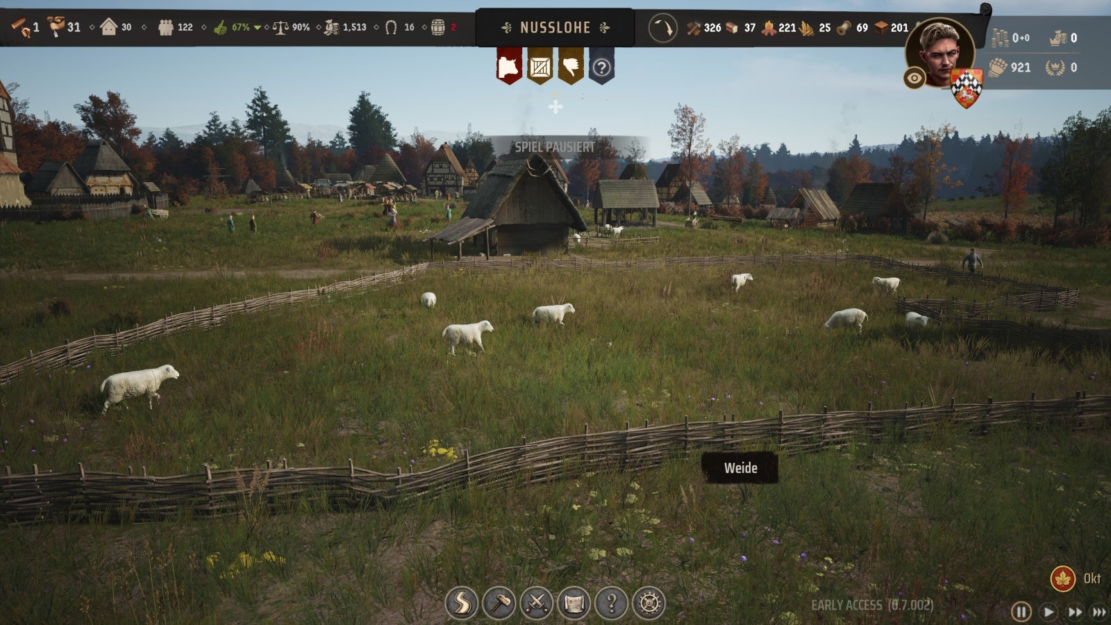 Manor Lords Schafe halten, vermehren, Weide bauen, Wolle produzieren und wofür man sie braucht