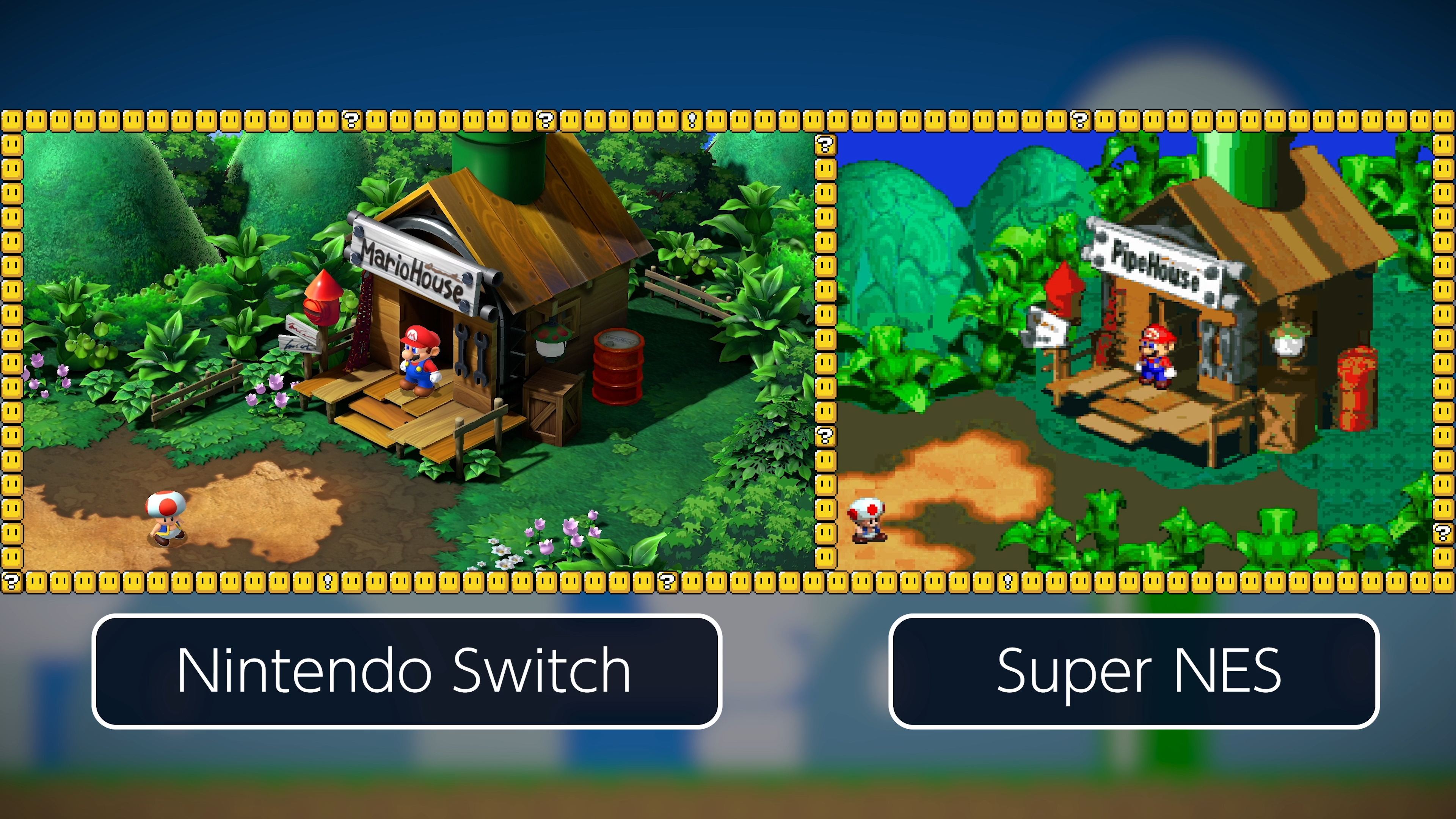 Super Mario RPG on Nintendo Switch compared to the Super NES original.