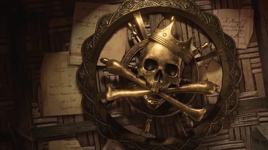 A golden skull and bones icon from Ubisoft’s pirate game Skull And Bones
