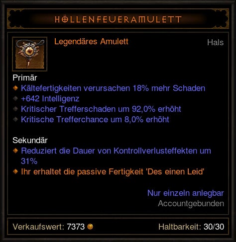 Diablo 3 Reaper of Souls 2.1 Höllenfeueramulett (Schlüssel