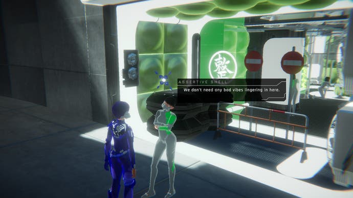 Screenshot from1000xRESIST showing two clones having a conversation