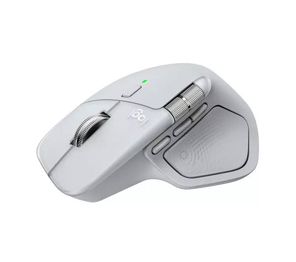 Logitech MX Master 4 mouse in pale grey
