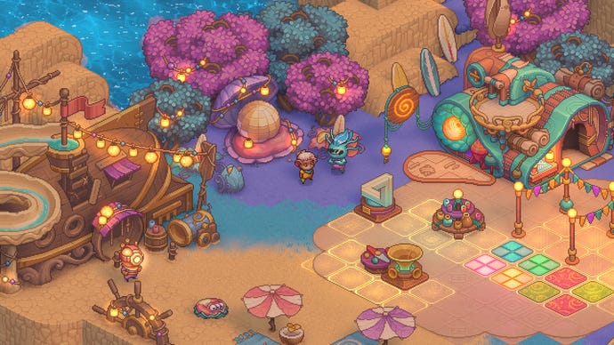 Several Yordles hang out in a multi-coloured forest camp in Bandle Tale: A League Of Legends Story