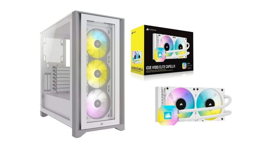 corsair 4000x and 240mm aio bundle, showing five RGB fans in total