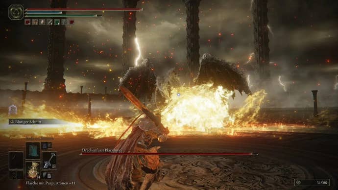 A dragon unleashes a lightning attack in Elden Ring.