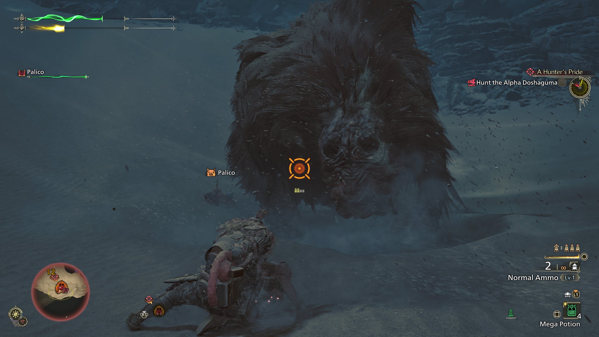 A hunter goes head-to-head with a Doshuguma in Monster Hunter Wilds. - 5