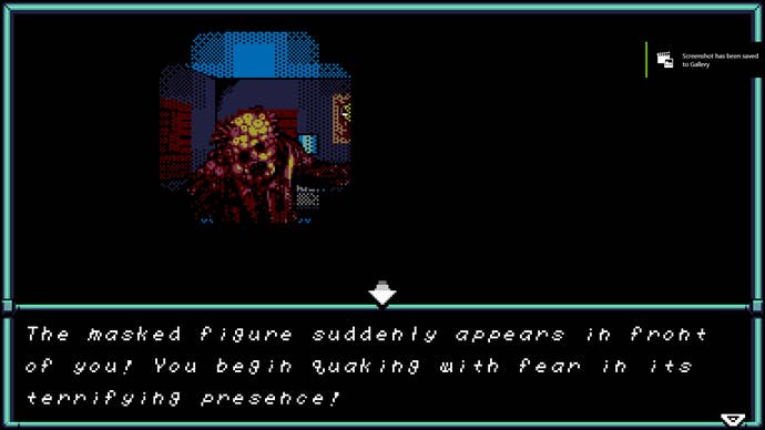 A scary monster attacks in a point-and-click game in UFO 50.