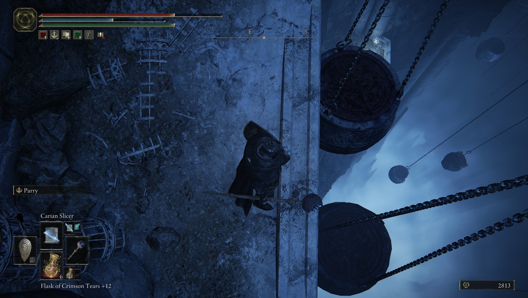 A Tarnished looks down at a cliff overlooking two hanging jars in Elden Ring: Shadow of the Erdtree. - 4