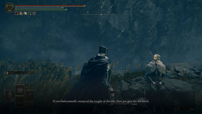 Speaking with the poisoner Thiollier in Elden Ring: Shadow of the Erdtree.