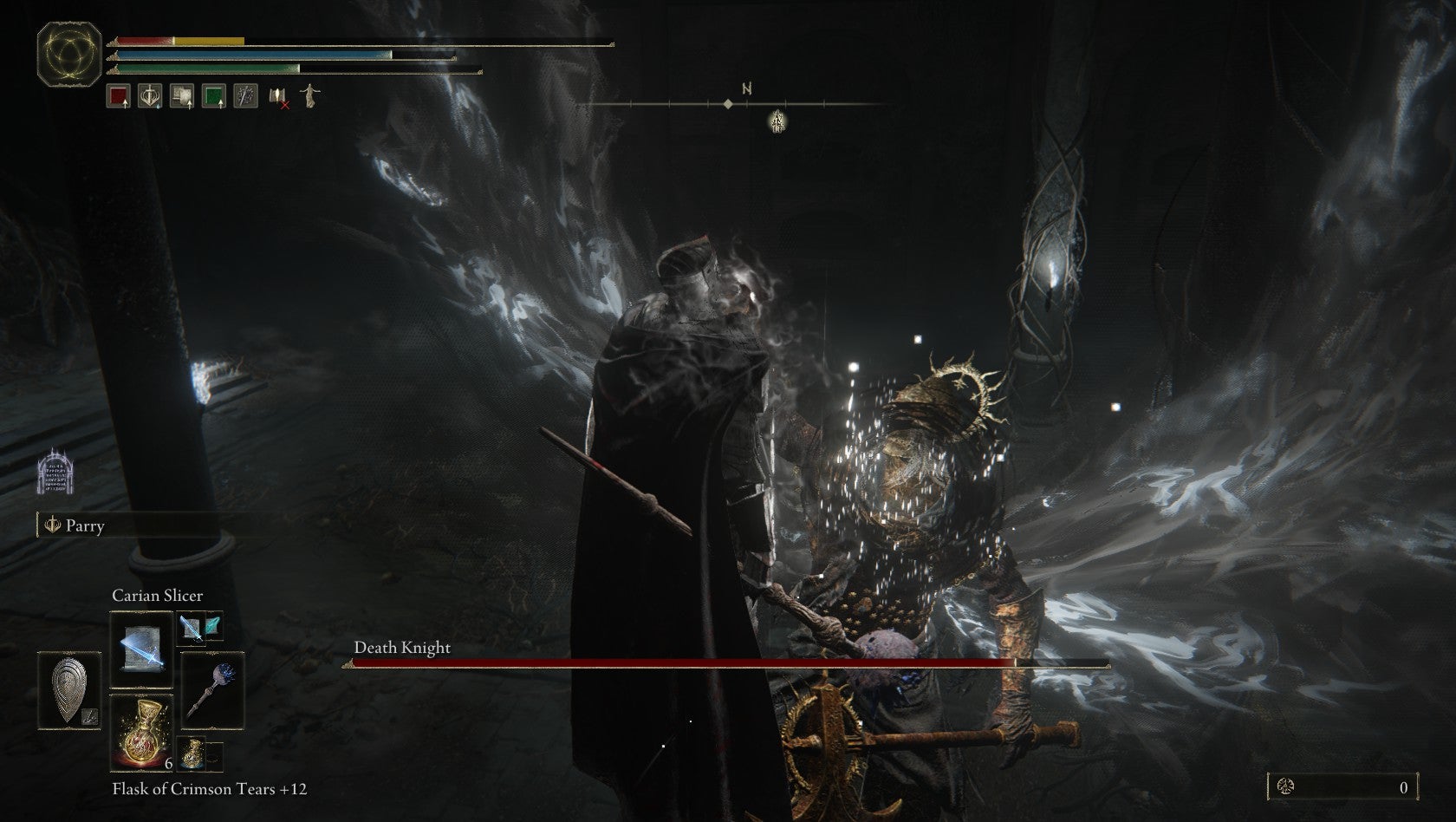 The Death Knight delivers a punishing blow to the player, lifting them up in Elden Ring: Shadow of the Erdtree. - 10