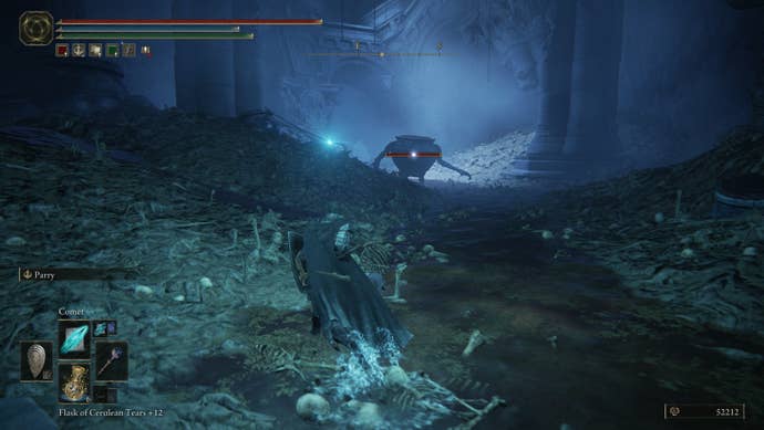 Facing off against a Living Jar enemy in a stretch of Bonny Gaol in Elden Ring: Shadow of the Erdtree.