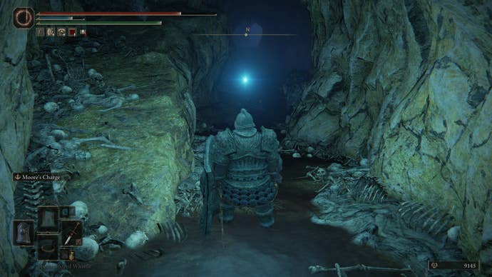 A Tarnished evplores the cavern sewers beneath Lamenter’s Gaol in Elden Ring: Shadow of the Erdtree.