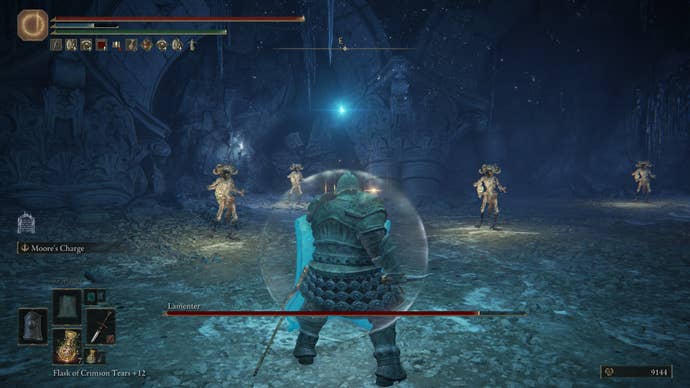 Fighting the Lamenter boss in Lamenter’s Gaol in Elden Ring: Shadow of the Erdtree.