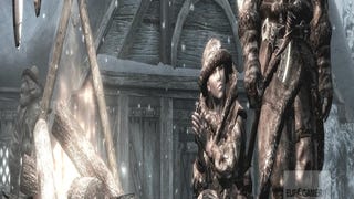 Een man op de rug van een draak op de nieuwe Skyrim Dragonborn screenshots
