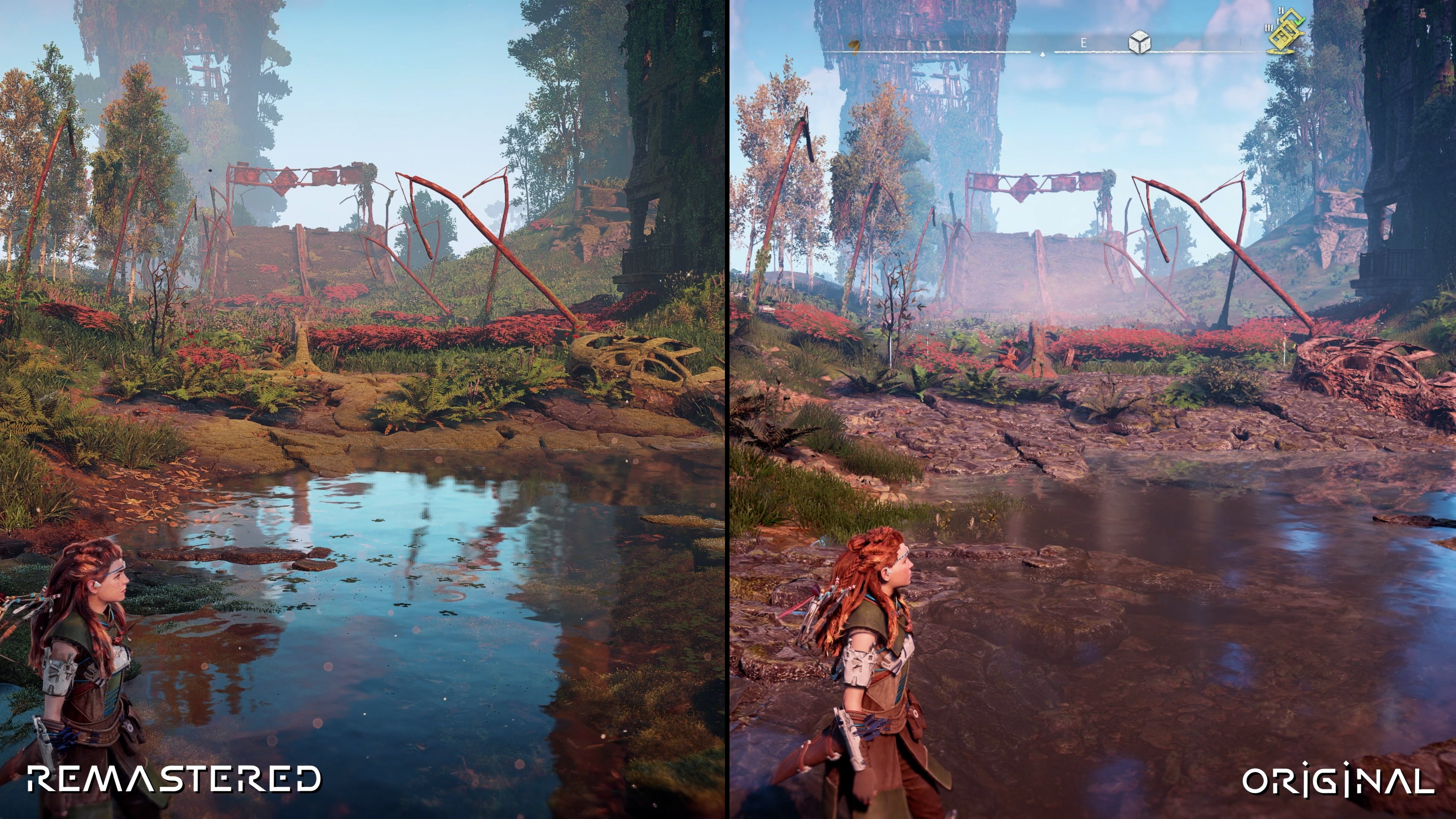 Visual comparisons of Horizon Zero Dawn Remastered up against the original game.