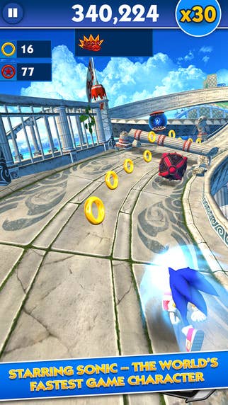 Sonic Dash rings in 100m downloads