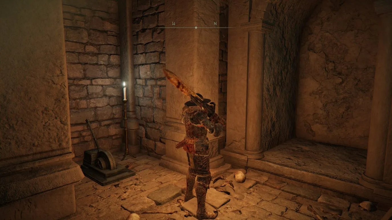 Pull the lever and quickly enter the alcove to get down.