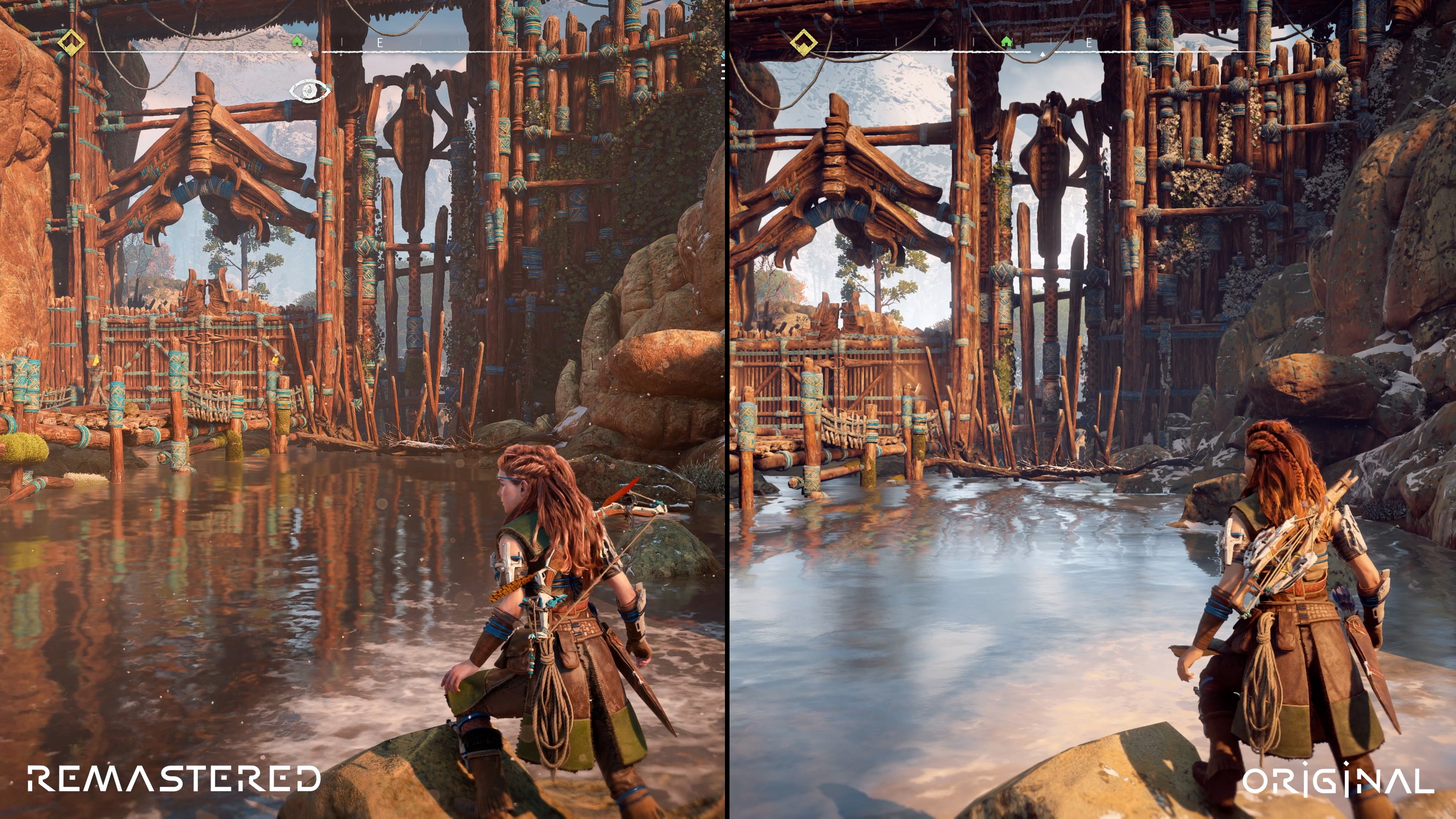 Visual comparisons of Horizon Zero Dawn Remastered up against the original game.