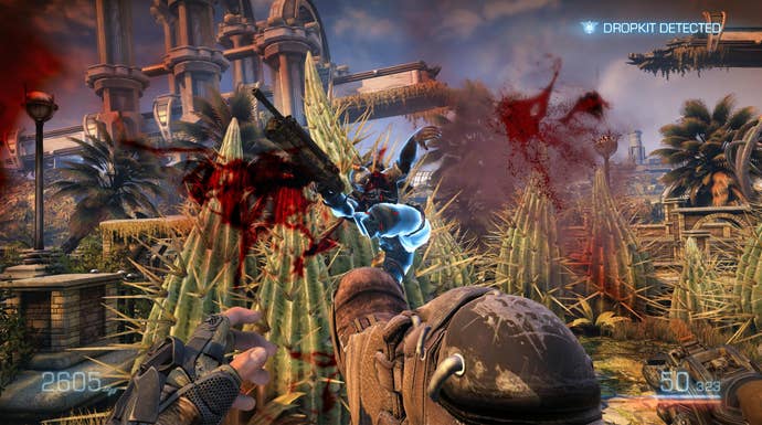 A man kicking somebody into a cactus in Bulletstorm HD