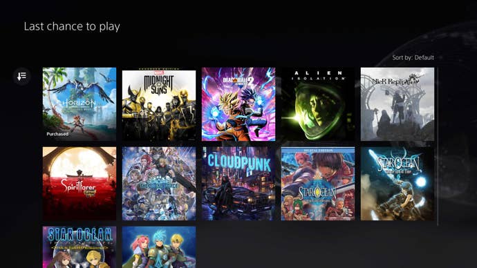 Games in the Last Chance to Play section on PS Plus