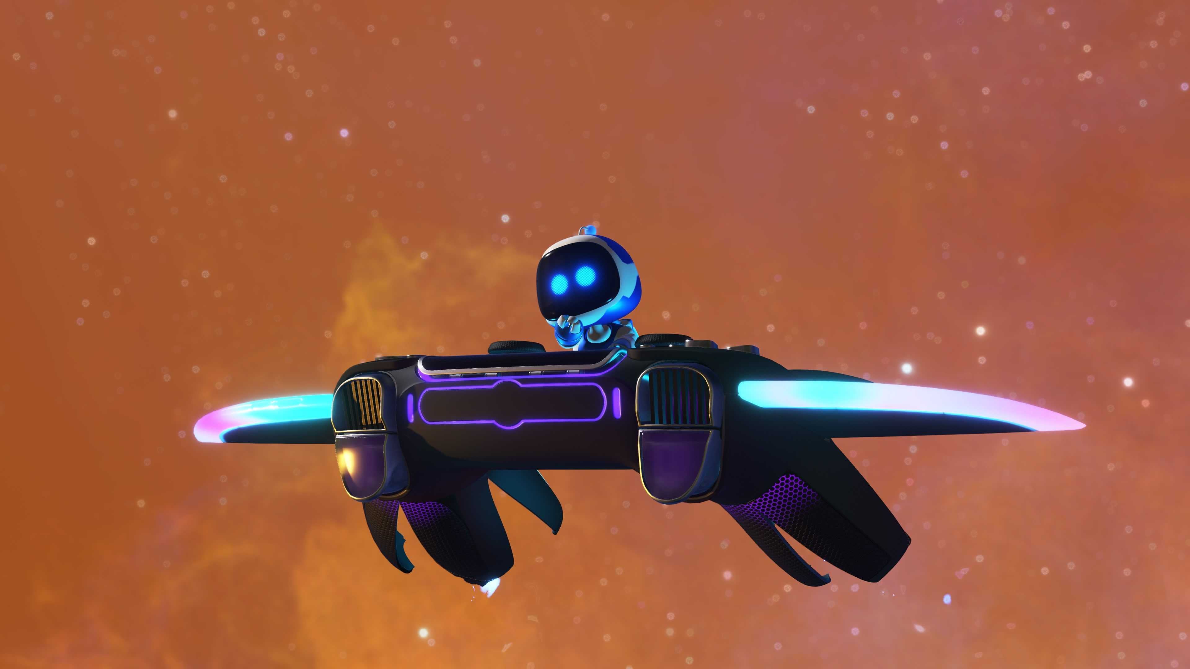 Astro Bot soars on the back of a DualSense controller in Astro Bot