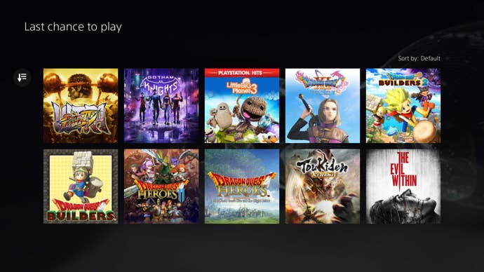 Games in the Last Chance to Play section of PS Plus