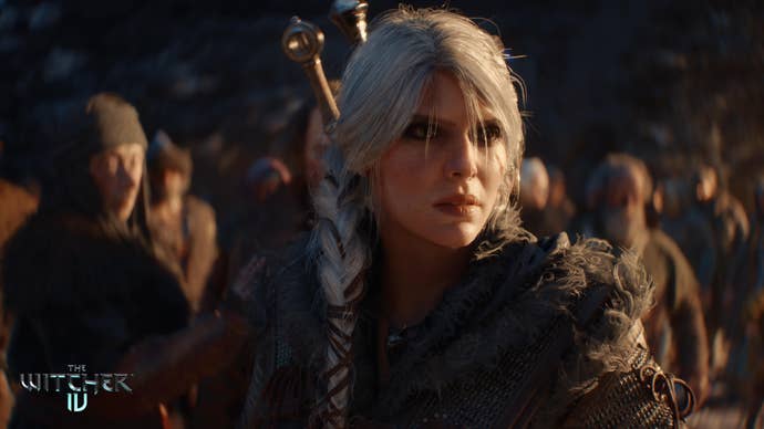 Ciri standing in a crowd of villagers in The Witcher 4