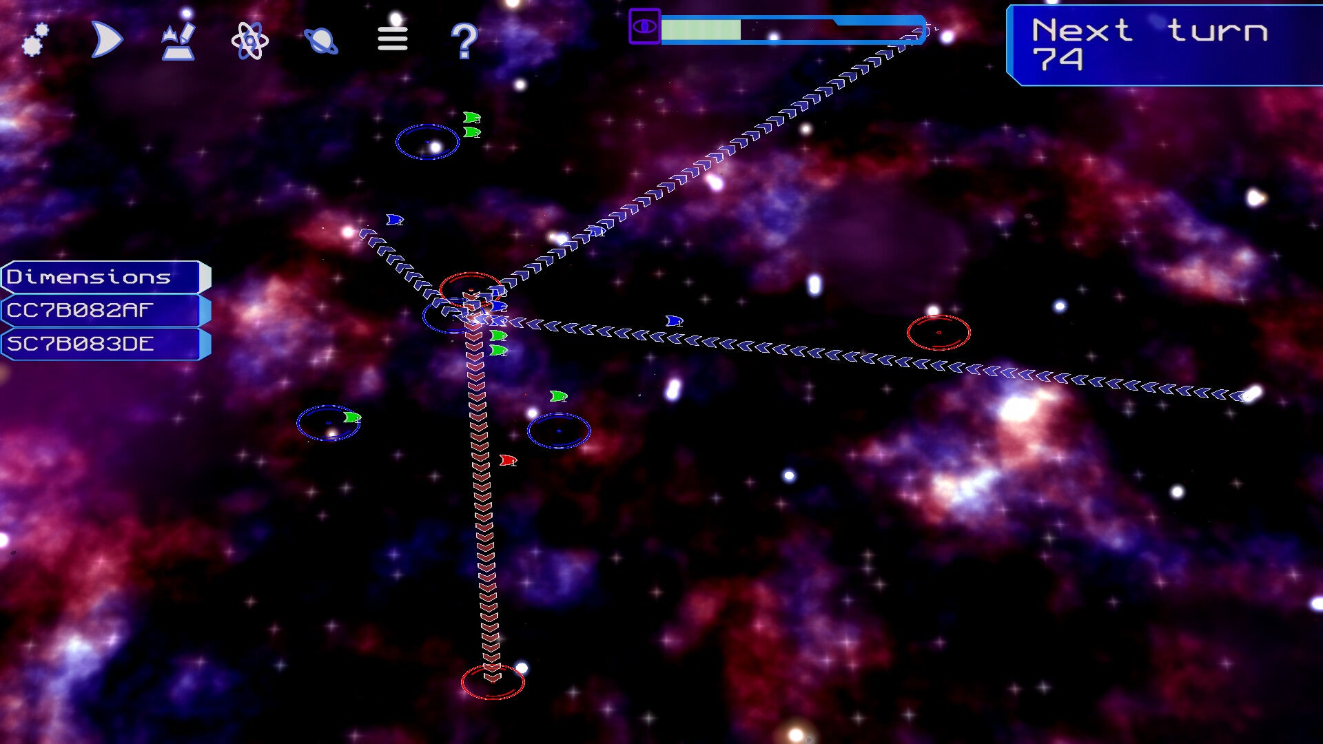 A star map in Hard Void with several FTL routes intersecting.