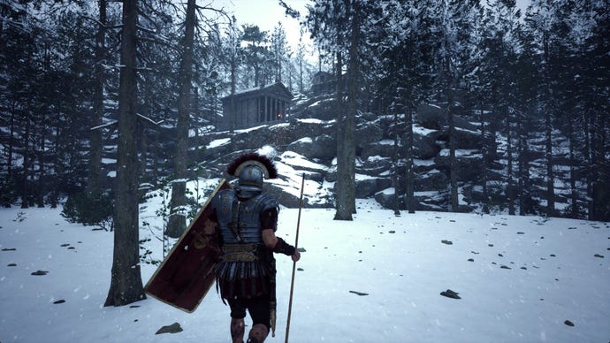 Ein römischer Soldat in Rüstung im Schnee in Lost Legions