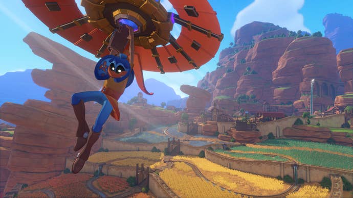 A young cartoon knight using a magic shield as a glider in The Knightling.