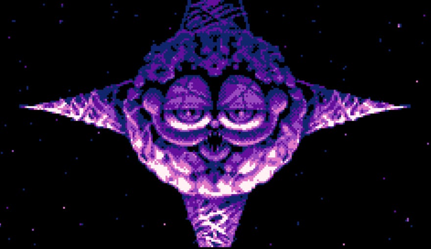 A hideous cat-faced planet in Garfield fangame Gar-Type