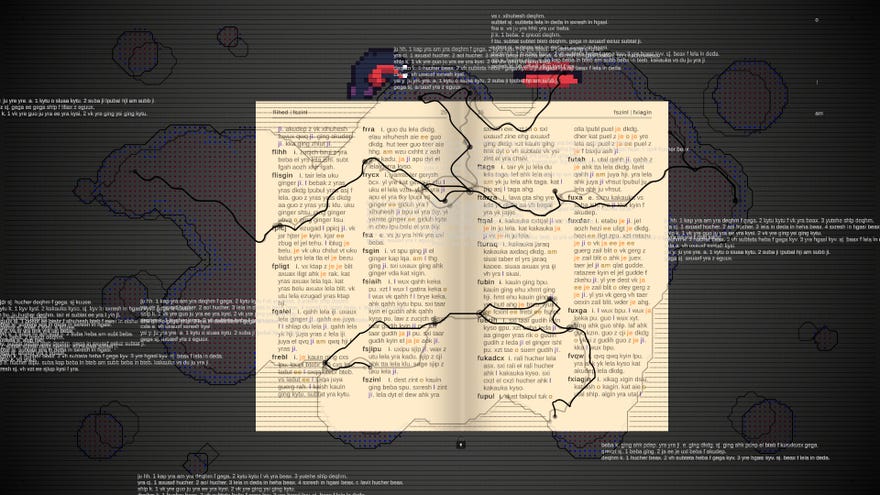 A dictionary leafage   with an archetypal   connection   and immoderate   overlaid lines and text, from "language escapade  game" Ginger.