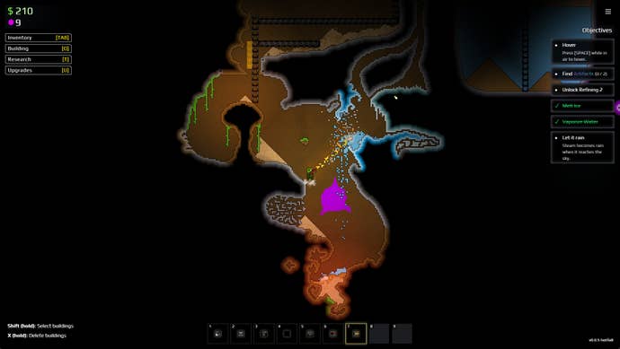 A 2D pixel cave strategy with immoderate mill structures successful the apical country and tons of colourful substances spilling around, from Sandustry.