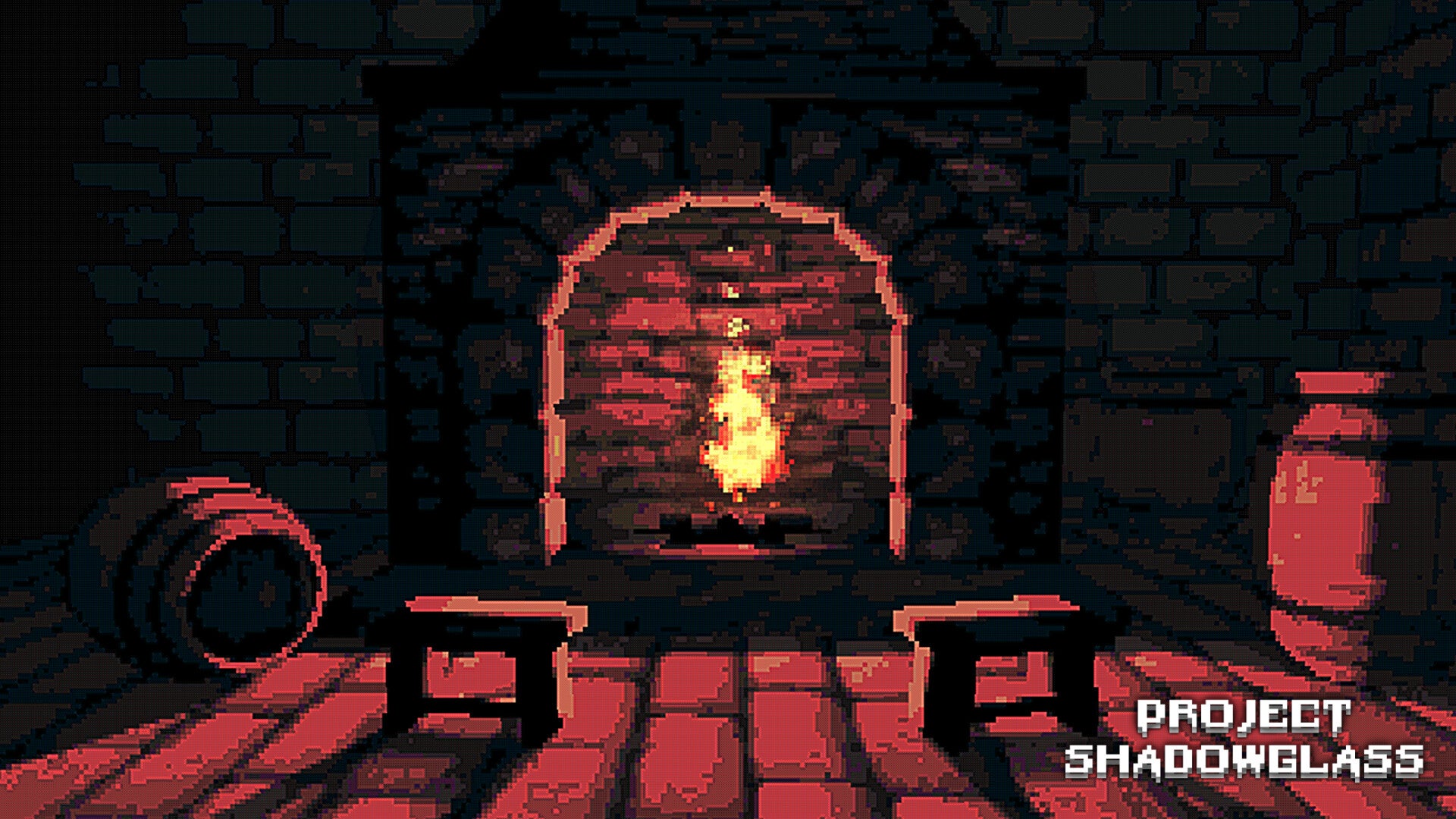 A 3D pixelart fireplace with stools parked successful beforehand of it, from Project Shadowglass.