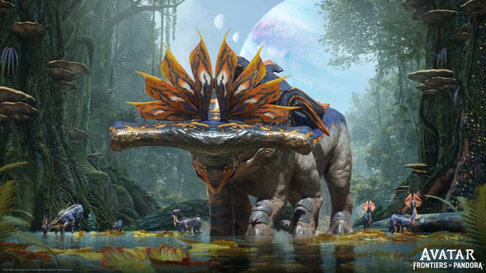 An image of a large, quadrupedal lifeform from planet Pandora in Ubisoft Massive's Avatar: Frontiers of Pandora, an adaptation of the James Cameron movie.