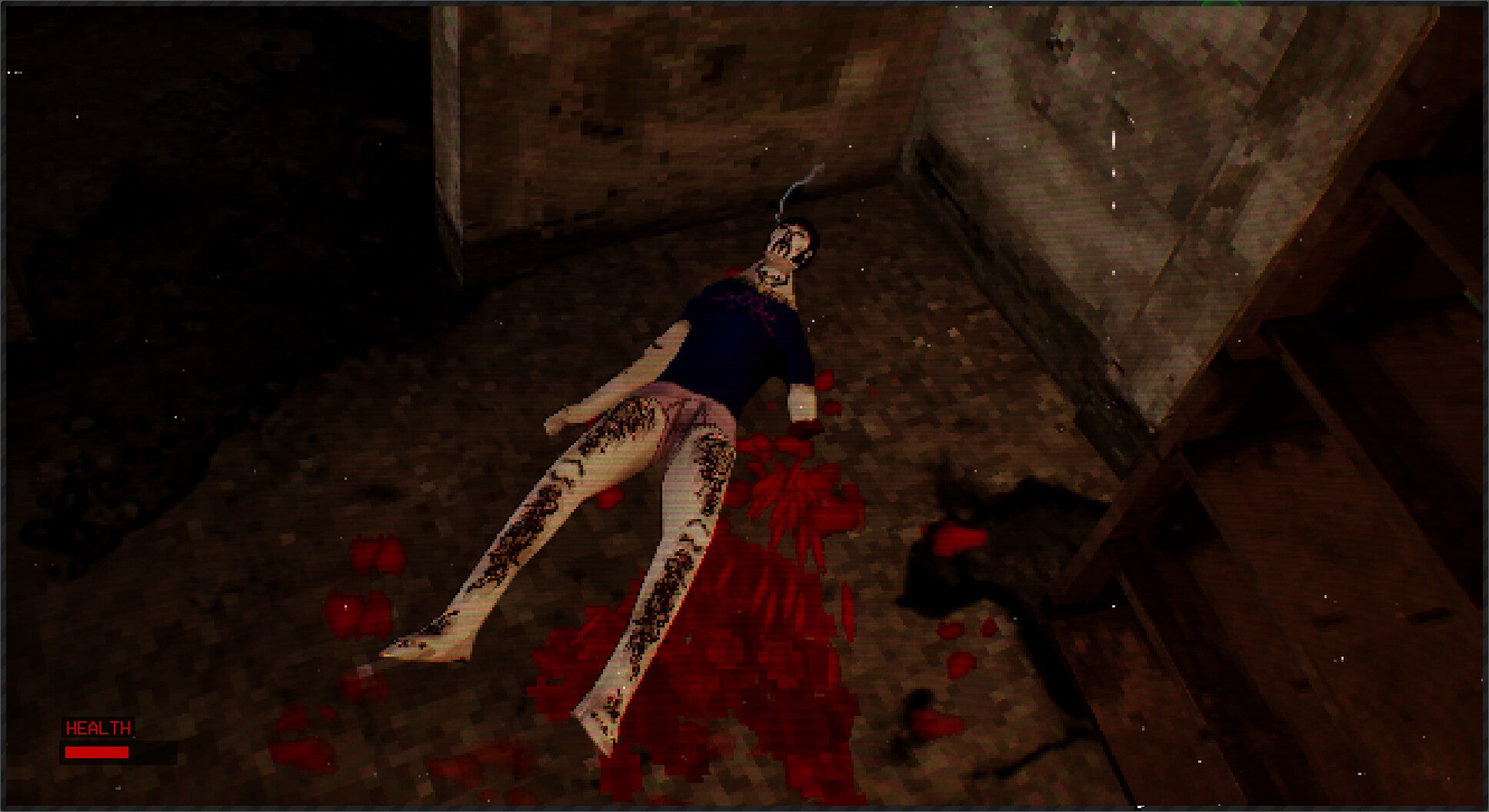 A man with his arm chopped off lying on the floor in The Lacerator - 1