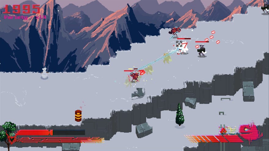 Robots fighting each other in pixelart top down view in RAM: Random Access Mayhem